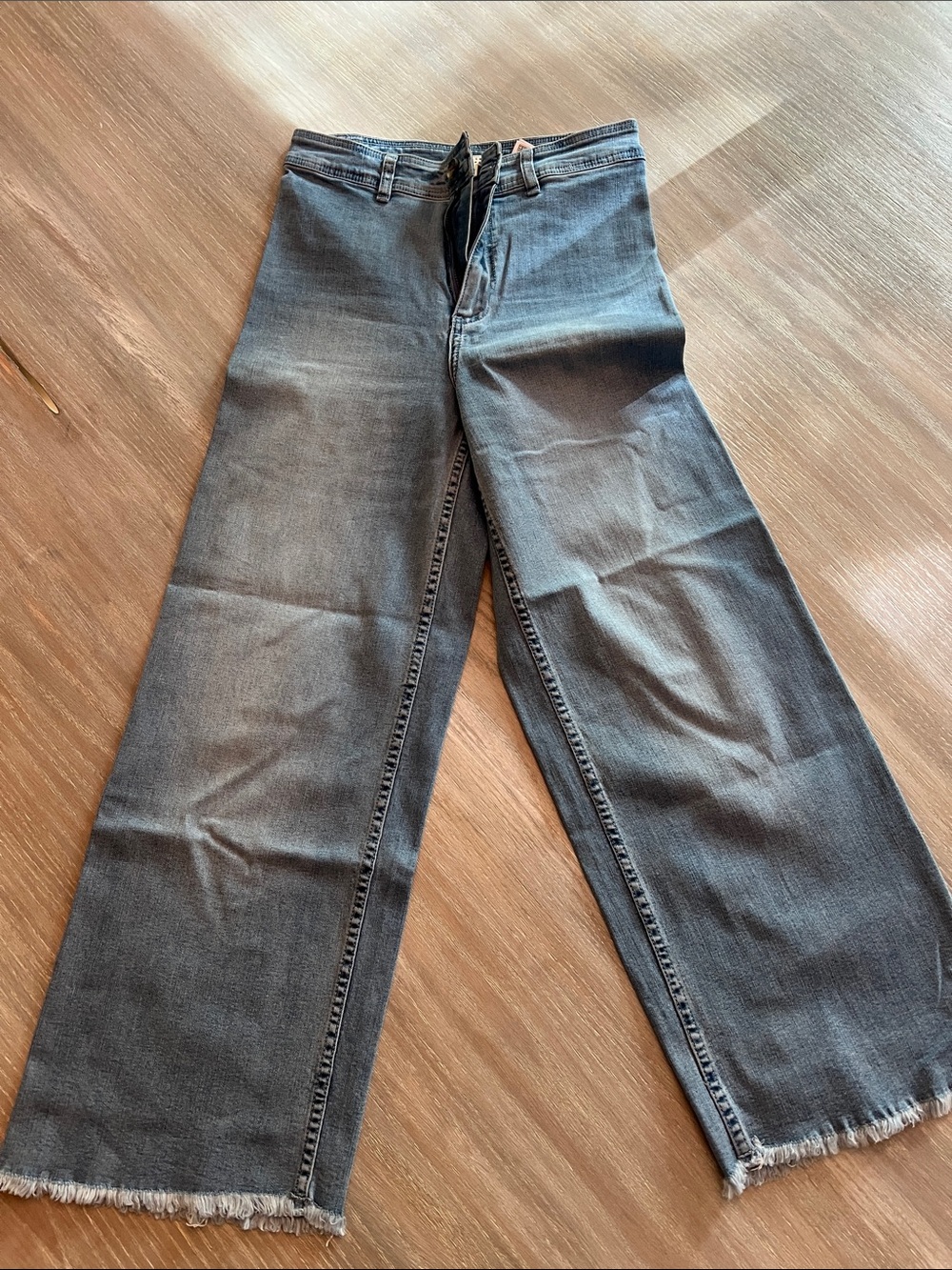 Billabong Wide Leg Denim Jeans with Frayed Hem